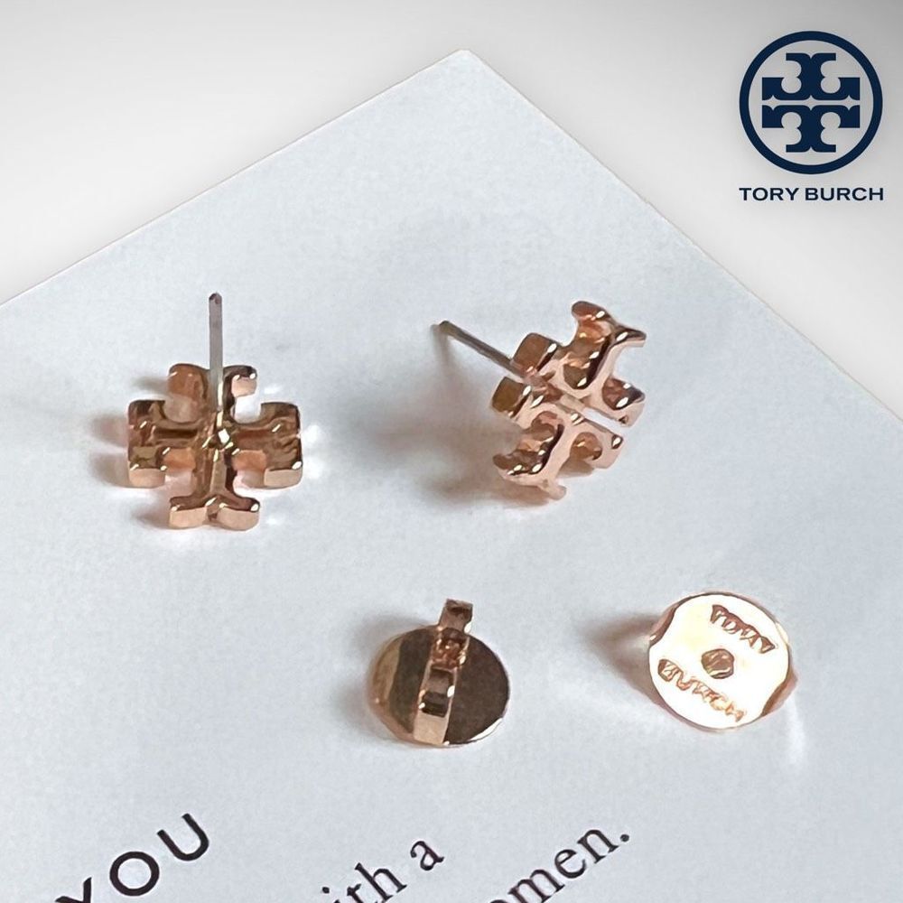 New Tory Burch 18k Kira Rose Gold Studs $78 - Picture 5 of 12